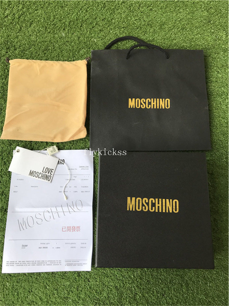 Moschino Brand Belt Black Leather